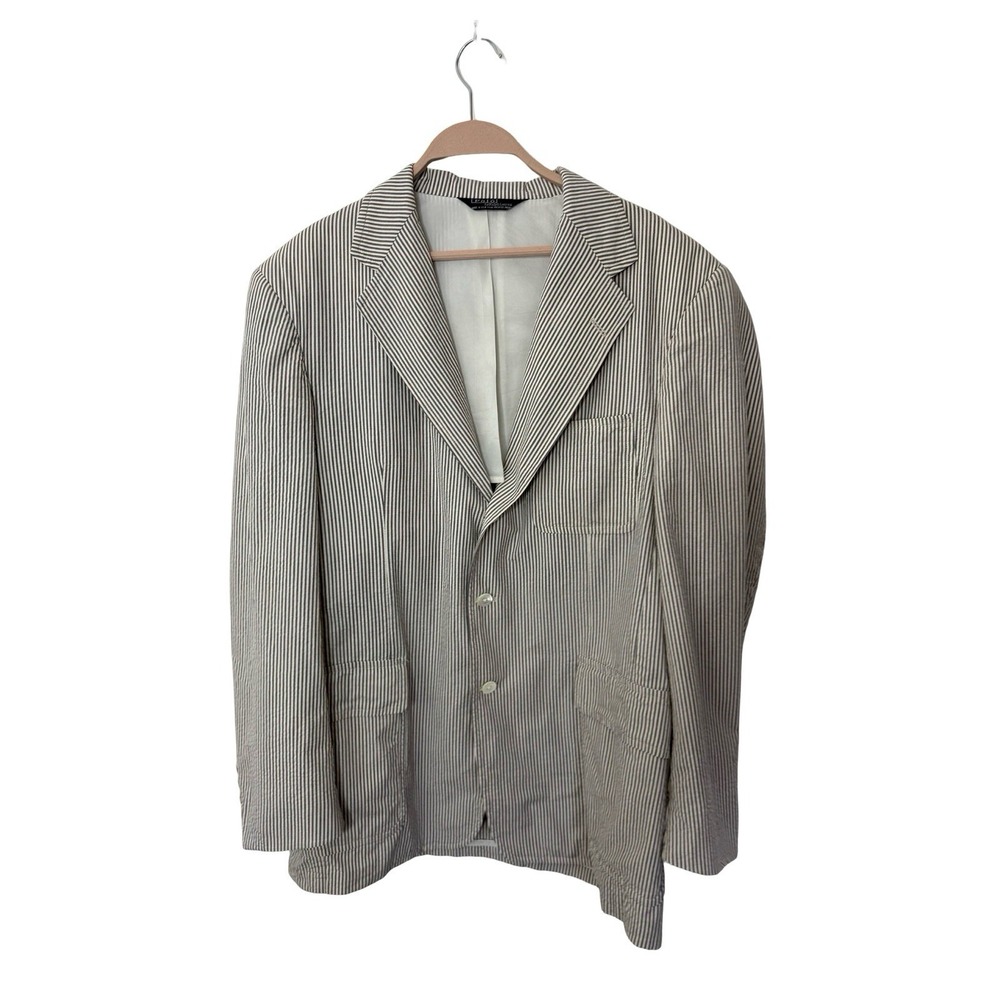 Polo Ralph Lauren Cotton Seersucker Striped Blazer Jacket Sport coat 42L